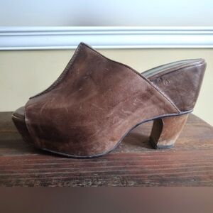 Antelope Brown Color Block Leather Clogs Size 39 (9)